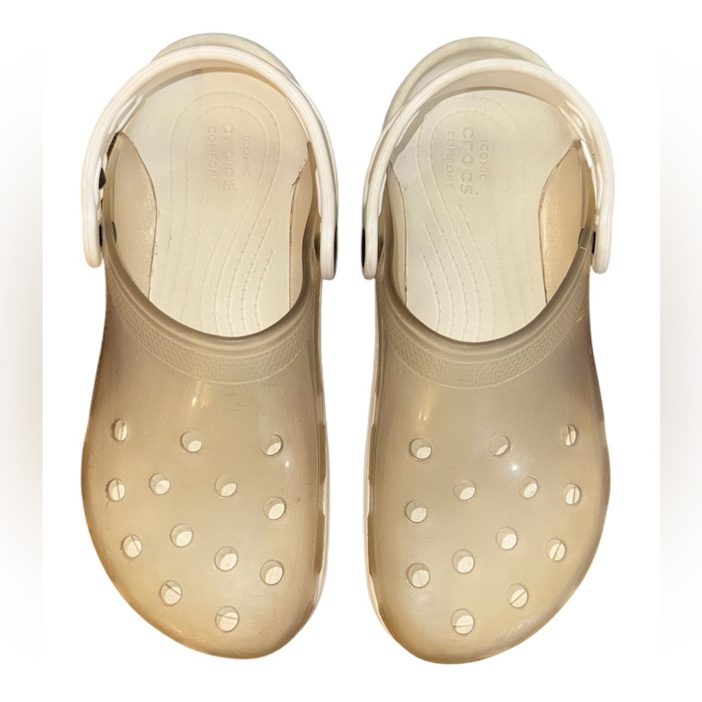 Crocs Classic Clogs White Translucent Clear Slip On Slingback Women’s Size 7 - Picture 6 of 8